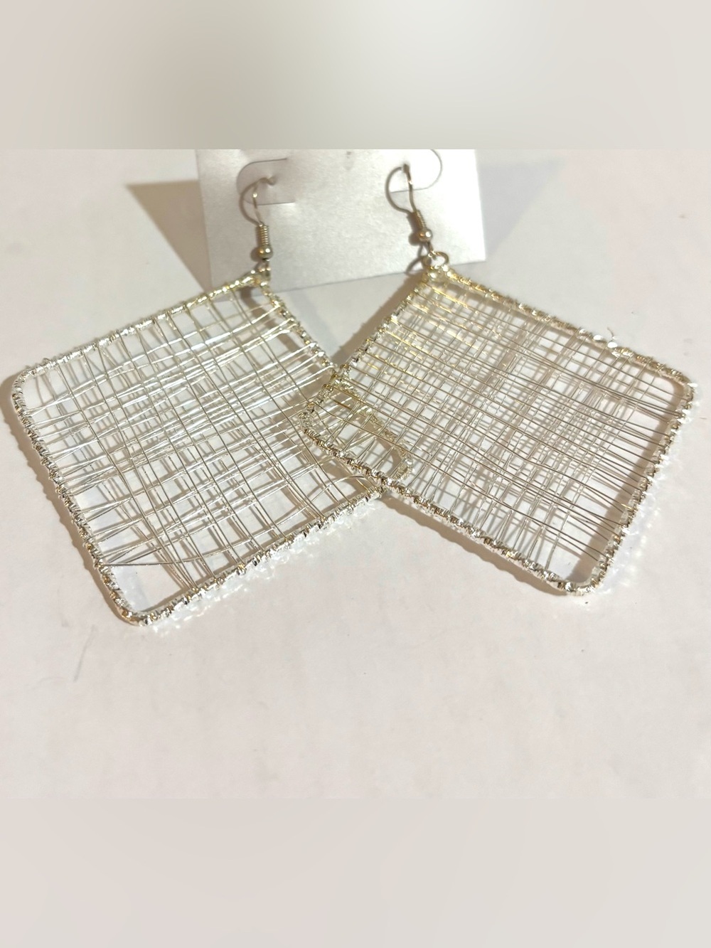 Fashion Jewelry Silver Wire Square Dangle Earrings